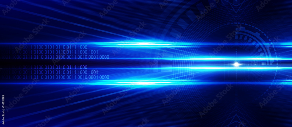 Fototapete tech abstract dark background. elements of technology, neon glow. empty copy space for your text.