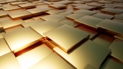 Gold boxes in 3d style. Shelf product display. Store display. Luxury golden background. Banner background. Cube shelf display. 3d box template. 4k - Powered by Adobe