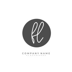 Handwritten initial letter F L FL for identity and logo. Vector logo template with handwriting and signature style.