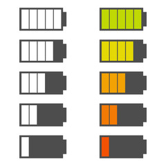 Vector battery icon. Charge from high to low. Vector illustration in flat style.