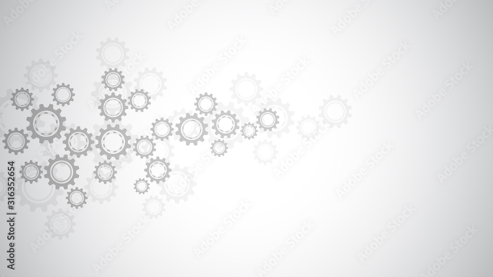 Aufkleber cogs and gear wheel mechanisms. hi-tech digital technology and engineering. abstract technical backg