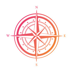 Red compass icon isolated on a white background. Travel symbol