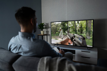Man Watching Television