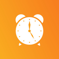 Clock icon vector illustration on yellow background, EPS 10.