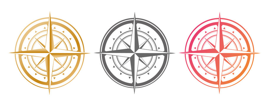 Set compass icon isolated on a white background. Travel symbol