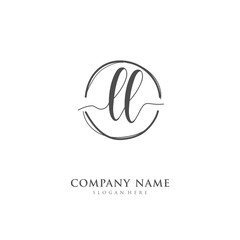 Handwritten initial letter L LL for identity and logo. Vector logo template with handwriting and signature style.
