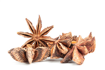 Group of star anise spice isolated on white background