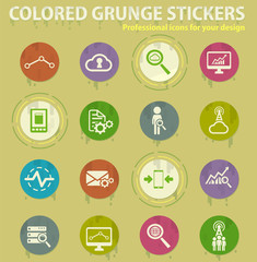 Data analytic colored grunge icons