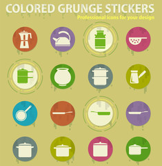 dishes colored grunge icons