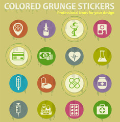 drug store colored grunge icons