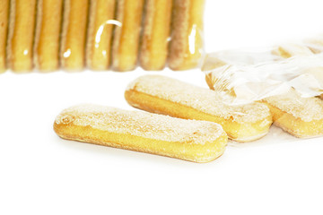 Biscuit cookies Lady's fingers. Bakery products. Savoiardi. Tiramisu. Dessert. Sugar dough.