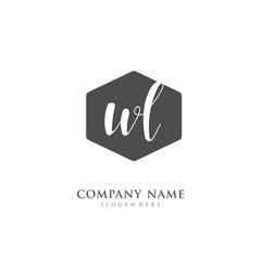  Handwritten initial letter W L WL for identity and logo. Vector logo template with handwriting and signature style.