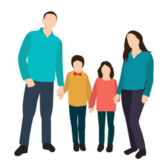 isolated, parents and children in a flat style