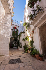 Typical alley in the historic center of Cisternino in Puglia (Italy)