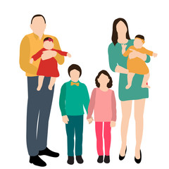 Obraz premium vector, isolated, parents and children in a flat style, no face