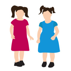 vector, isolated, child girl in a flat style