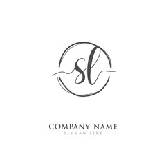 Handwritten initial letter S L SL for identity and logo. Vector logo template with handwriting and signature style.