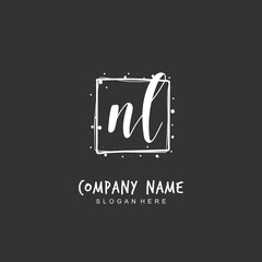 Handwritten initial letter N L NL for identity and logo. Vector logo template with handwriting and signature style.