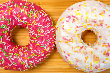 Glazed donut on a Board background