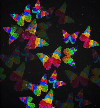 Abstract background with butterfly of colorful triangles, polygonal geometric structure. Vector design