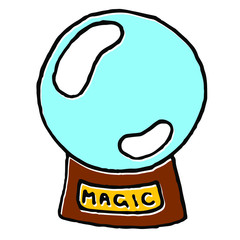 Hand drawn a Magic Crystal Ball.  Vector illustration isolated. Tattoo design, mystic magician symbol. Future telling, Halloween concept.