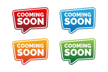 Coming soon bubble chat realistic design vector illustration, web banner design, discount card, promotion, flyer layout, ad, advertisement, printing media.