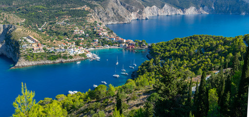 Fototapeta premium Assos village panorama view in Kefalonia island