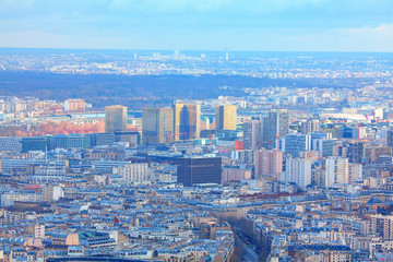 Aerial panorama of modern Paris city 