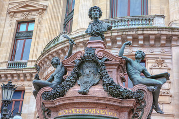 sculpture of Charles Garnier the architect of the Paris Opera