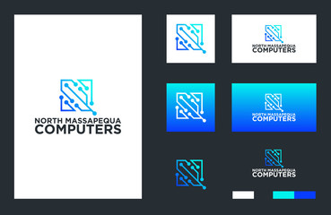 Computer service logo design illustration