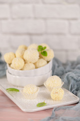 Homemade candies with coconut