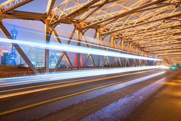 The track of the car on the iron bridge, baiduqiao, Shanghai, China