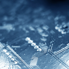 Circuit board in blur. Blurry image of a circuit board.