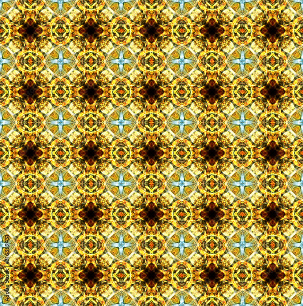 Poster pattern mandala kaleidoscope abstract geometric colorful seamless background . cross repeated square