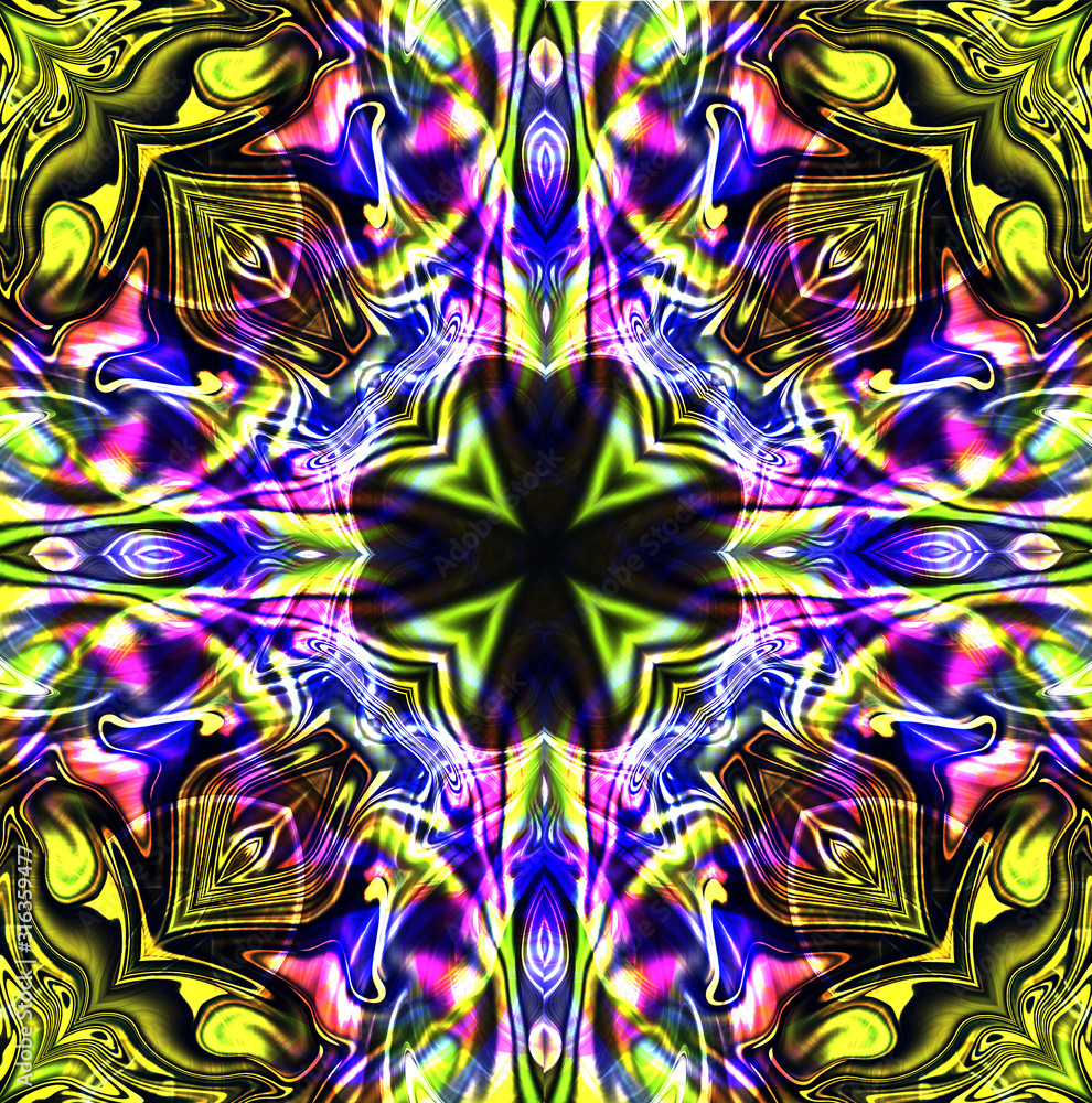 Poster mandala cross kaleidoscope abstract geometric colorful seamless pattern background .