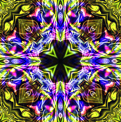 Mandala cross kaleidoscope abstract geometric colorful seamless pattern background .