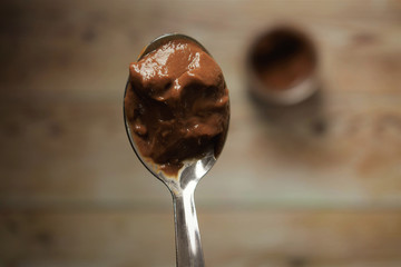 Macro, cucharada yogur de chocolate