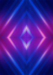 Dark abstract futuristic background. Neon lines glow. Neon lines, shapes. Multi-colored glow, blurry lights, bokeh. Empty stage background