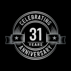 31 years anniversary celebration logotype. Vector and illustration.