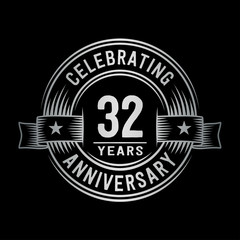 32 years anniversary celebration logotype. Vector and illustration.