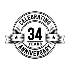 Fototapeta premium 34 years anniversary celebration logotype. Vector and illustration.