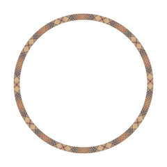 Circle borders and frames vector. Round border pattern geometric vintage frame design. Scottish tartan plaid fabric texture. Template for gift card, collage, scrapbook or photo album and portrait..