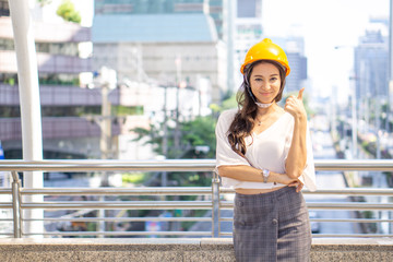 outdoor portrait officer background building overlooking the city.