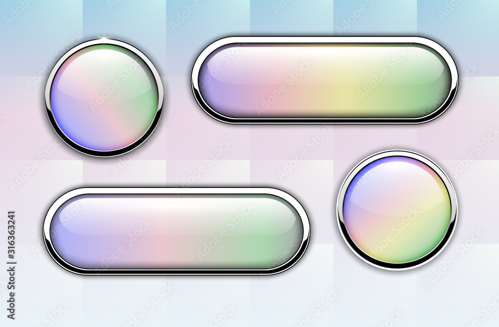 Poster glossy buttons with metal elements