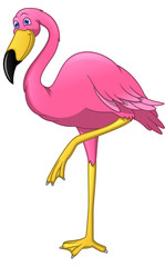 Naklejka premium cute Flamingo bird cartoon on a white background