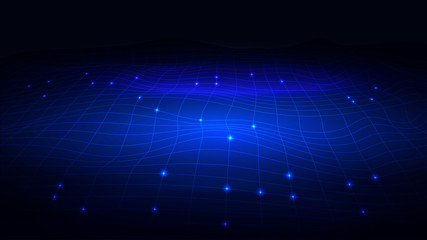 Background in the form of an electronic futuristic network with waves.