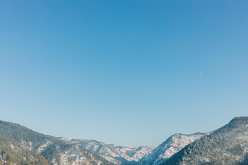 Beautiful landscape in the mountains on a sunny day in winter time