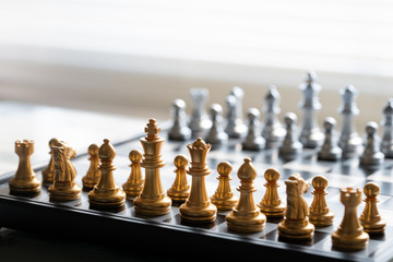 Chess board game represent to business strategy, planning, decision, and competition concept. Hobby and leisure.