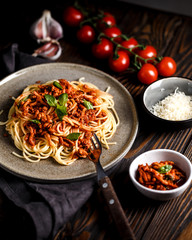 Vegan Bolognese Spaghetti with plant based minced meat