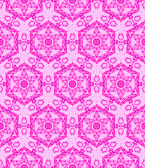 Pink medallion allover seamless pattern. Hand draw